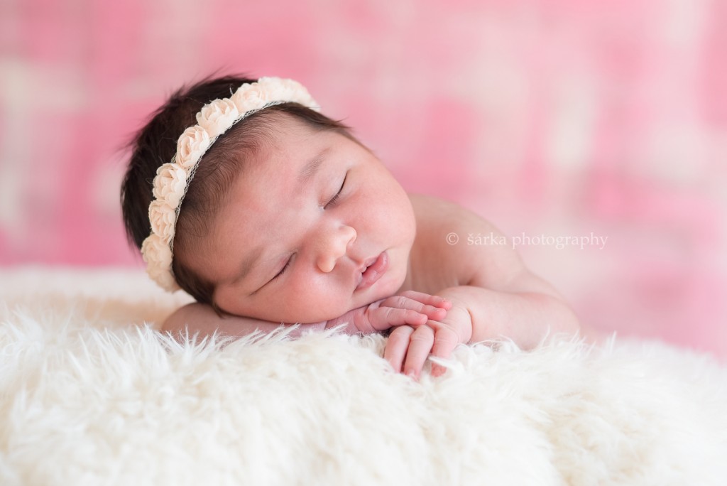 newborn baby girl sleeping on a soft blanket photographed by San Francisco and Marin Bay area newborn photographer Sarka Photography