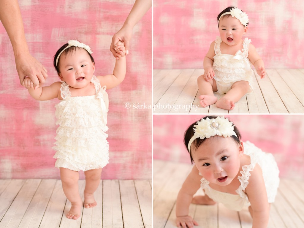 one year old baby girl with a cake photographed by San Francisco Bay Area photographer Sarka Photography