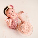 one year old girl cake smash photo session photographed by Santa Barbara and San Francisco bay area baby photographer Sarka Photography