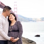 expecting couple at baker beach with golden gate bridge photographed by Santa Barbara and San Francisco Bay area photographer Sarka Photography