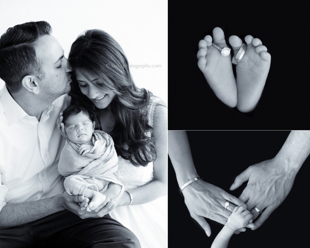 young parents holding their newborn-wedding rings on baby feet-newborn and parents hands photographed by San Francisco and Santa Barbara newborn photographer Sarka photography