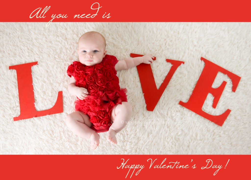 baby girl in a red valentine outfit photographed by Sarka Photography Studio in Santa Barbara and San Francisco Bay Area