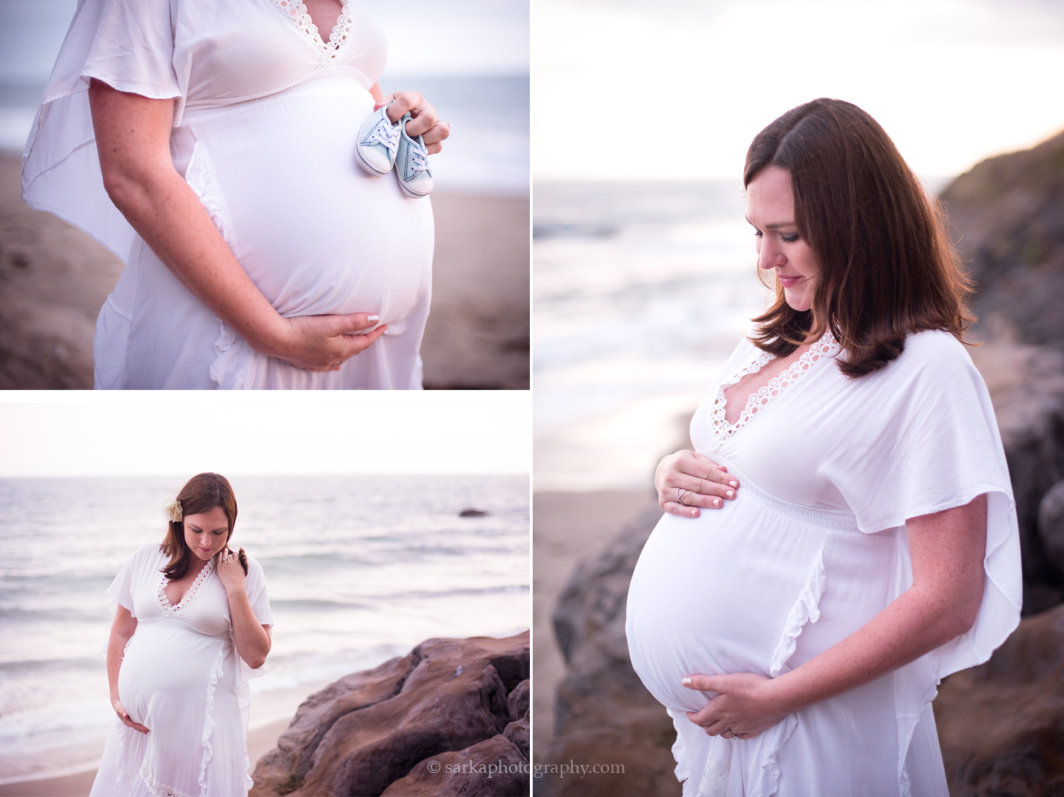 light and dreamy beach pregnancy portraits during Santa Barbra sunset 