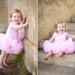 one year old baby girl wearing a pink tutu dress photographed by Santa Barbara and San Francisco bay area baby photographer Sarka Photography