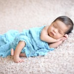 newborn baby boy sleeping iblue wrap photographed by San Francisco Bay Area and Santa Barbara baby photographer Sarka Photography