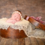 newborn baby sleeping in a vintage hat box photographed by San Francisco Bay Area and Santa Barbara baby photographer Sarka Photography