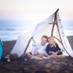 children sitting in a beach tent photographed by Santa Barbara and San Francisco Bay area photographer Sarka Photography