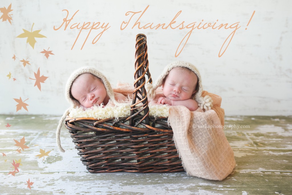 newborn twins sleeping in a basket photographed by Santa Barbara and San Francisco Bay area newborn photographer Sarka photography